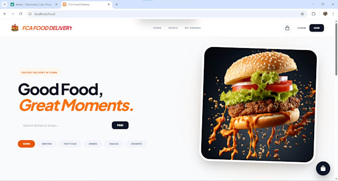 a professional food delivery website with whatsapp ordering