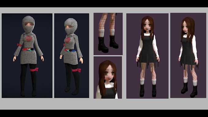 create game ready 3d low poly characters