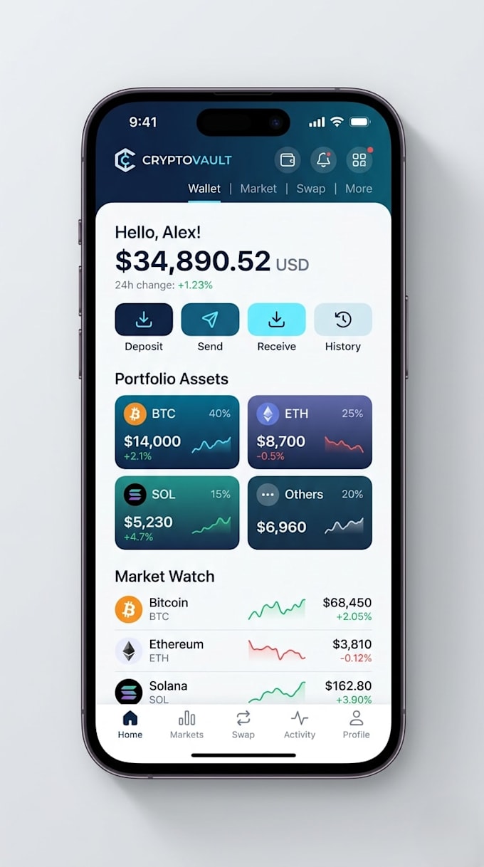 create UI UX for crypto apps