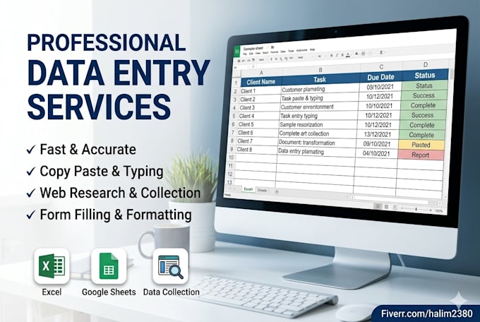 do professional data entry and copy paste tasks