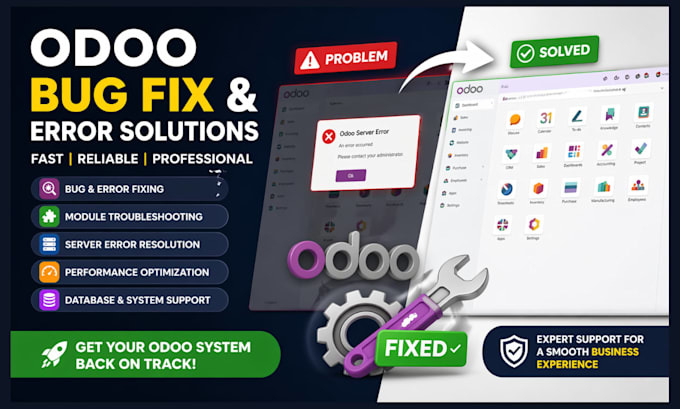 fix odoo errors bugs module issues server problems crashes and performance