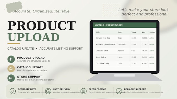 upload products and update catalog for ecommerce stores