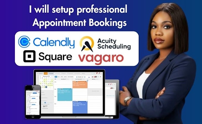 setup acuity scheduling, calendly, vagaro, square appointment booking website