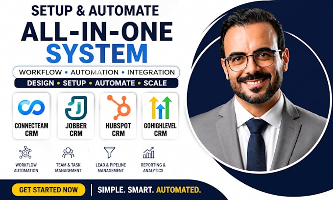 setup connecteam jobber hubspot gohighlevel CRM automation and workflow system