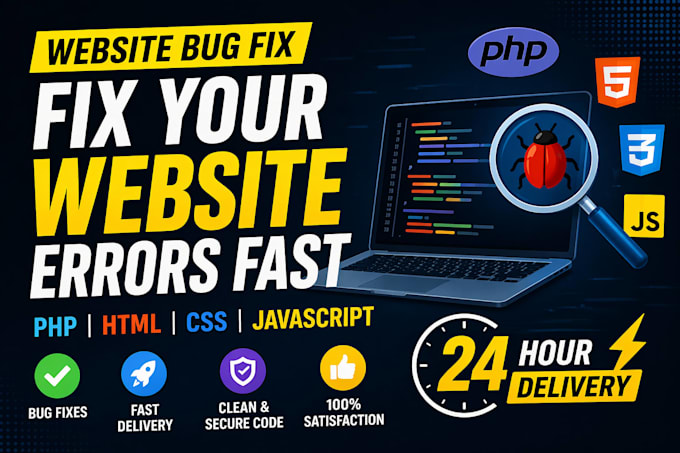 fix PHP, HTML, CSS, and javascript bugs quickly