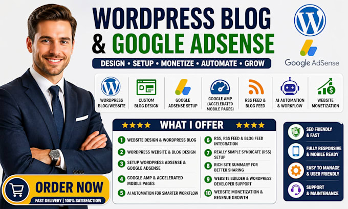 setup wordpress google adsense amp ai rss wordpress blog website monetization
