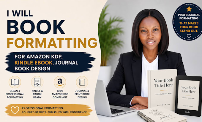 book formatting for amazon KDP, kindle ebook, journal book design