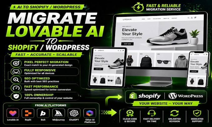 migrate loveable ai to shopify store covert loveable ai to wordpress website
