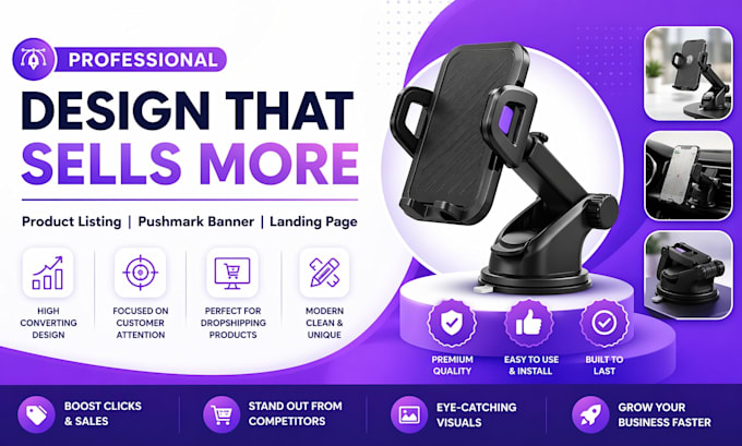 tradewheel dropshipping product listing pushmark banner design landing page