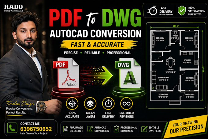 Convert pdf to autocad dwg file professionally accurately by ...