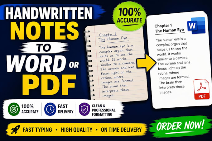 convert handwritten notes into word or PDF in 24 hours