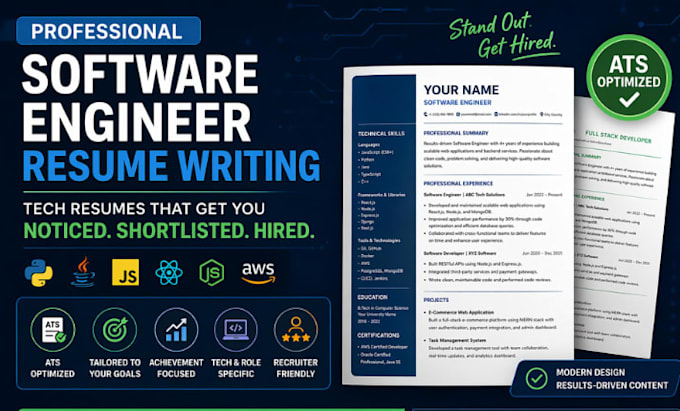 software engineer resume, software resume and tech resume for job