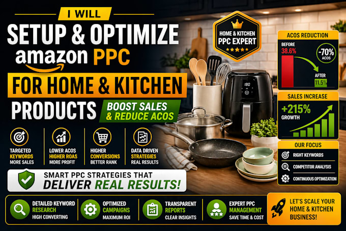 setup and optimize amazon PPC for home and kitchen products sales