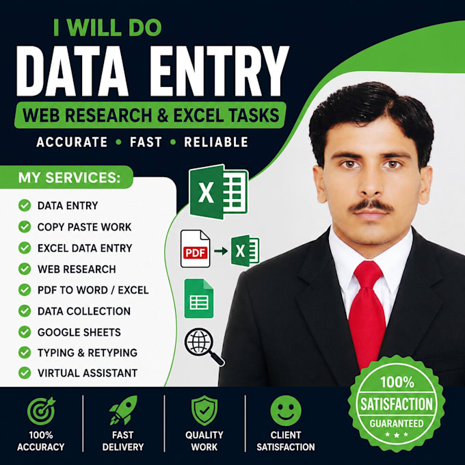 do data entry, copy paste, web research and excel tasks