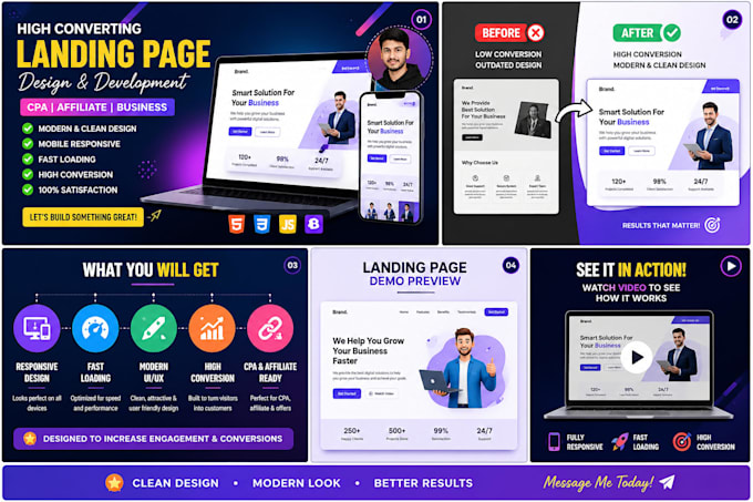 create modern landing page design for business growth