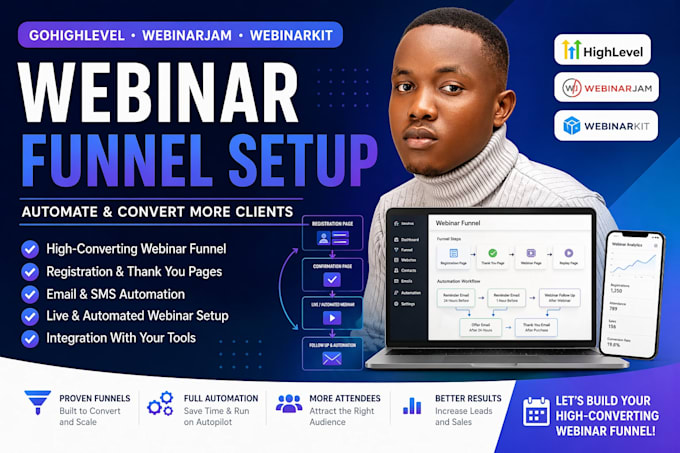 build and automate your webinar funnel using webinarkit, webinarjam gohighlevel