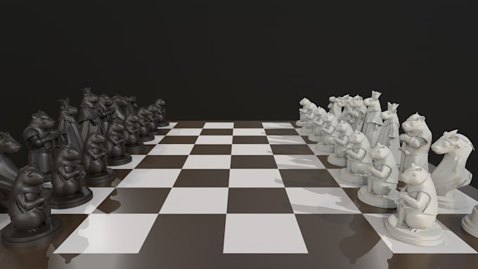 Sculpt 3d minimalist chess, iconic chess figurine, full chess set, 3d ...
