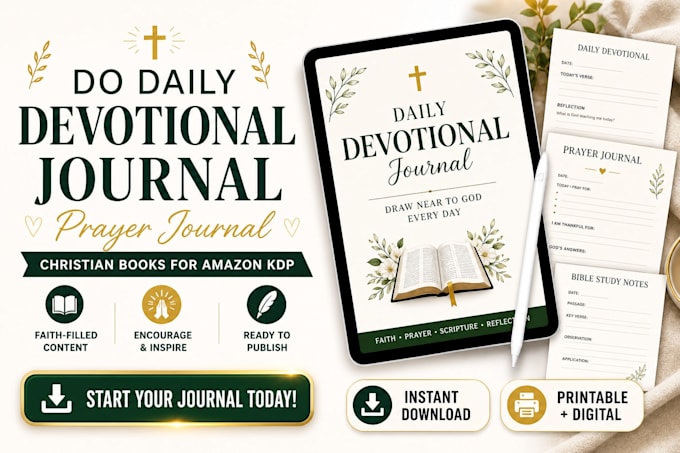 do daily devotional journal, prayer journal,christian books for amazon kdp