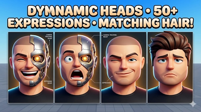 create a professional, facs rigged 3d roblox dynamic head