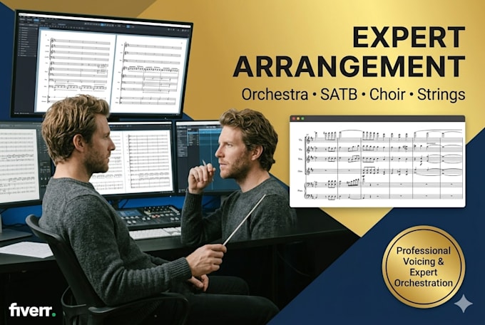 create professional music arrangement for orchestra , satb, choir, strings