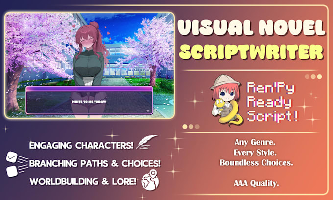 write a professional visual novel script and game story