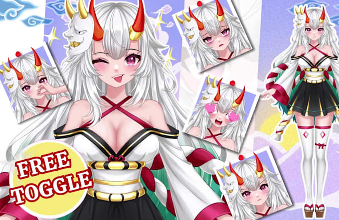 design anime vtuber character, vtuber avatar, 2d vtuber model, vtuber commission