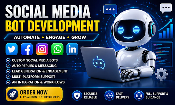 develop social media bot, instagram bot and facebook bot