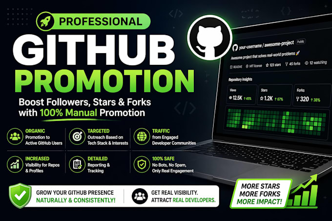 Promote your github repository and promote to increase followers stars ...