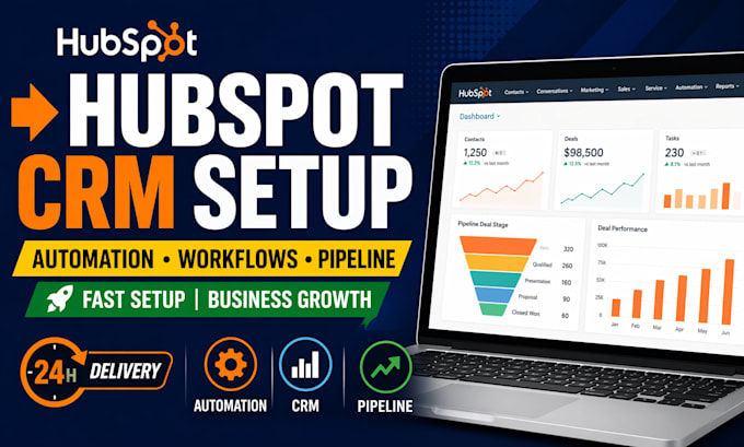 setup hubspot CRM, automation, workflows and integrations