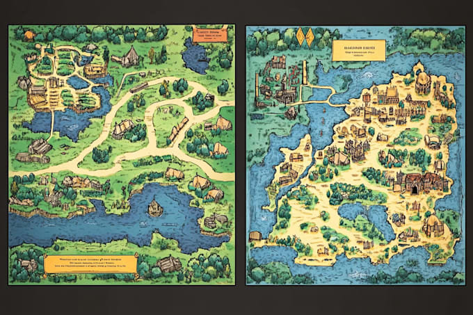 draw illustrate medieval fantasy and sci fi maps