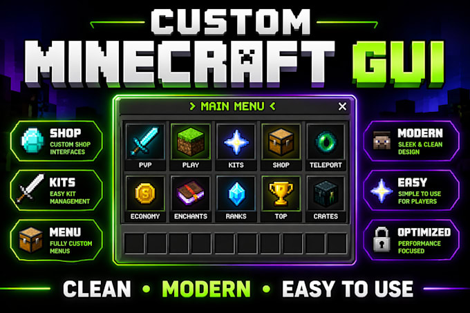 design custom minecraft server gui, menus, and plugin interfaces