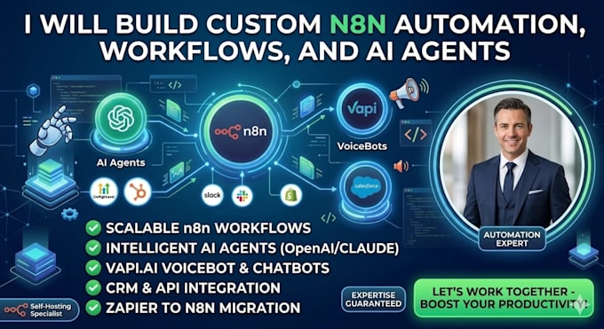 create n8n ai agent, vapi voice agent, and custom ai automation workflows