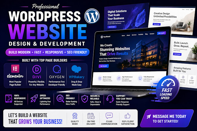 design wordpress website with elementor divi oxygen wpbakery page builder