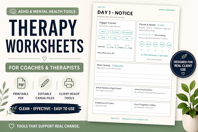 design therapy worksheets and coaching workbooks