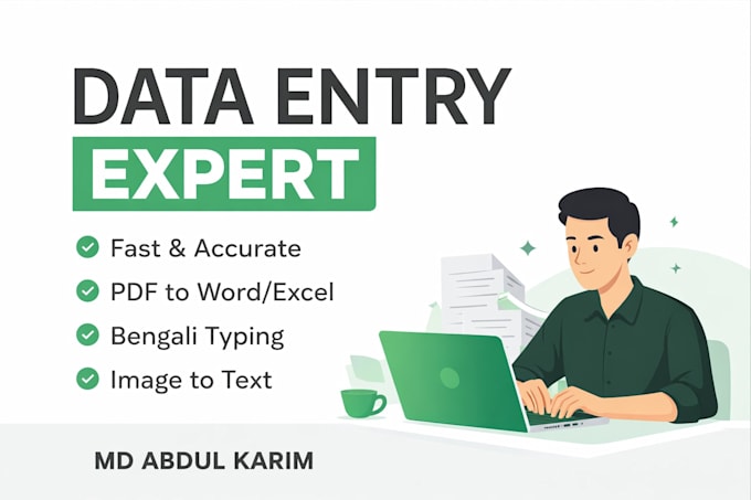 do accurate data entry, copy paste, excel work and bengali typing