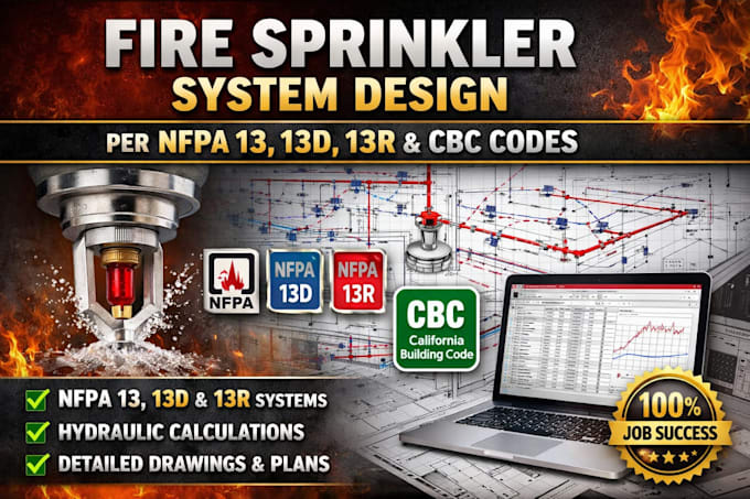 Design fire sprinkler system per nfpa13, 13d, 13r, cbc codes by Engnr ...