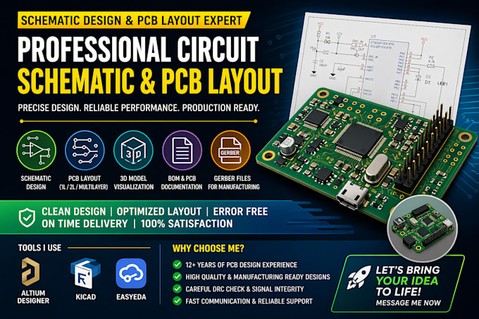 Design professional pcb layout and circuit schematic in altium kicad ...