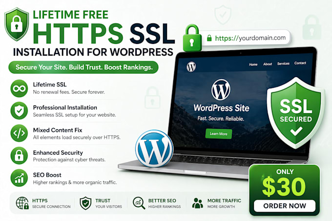 install free SSL certificate https for wordpress website security