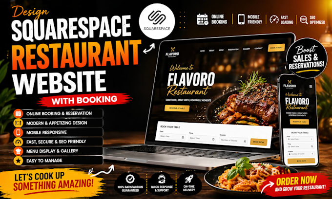 design squarespace restaurant website with booking