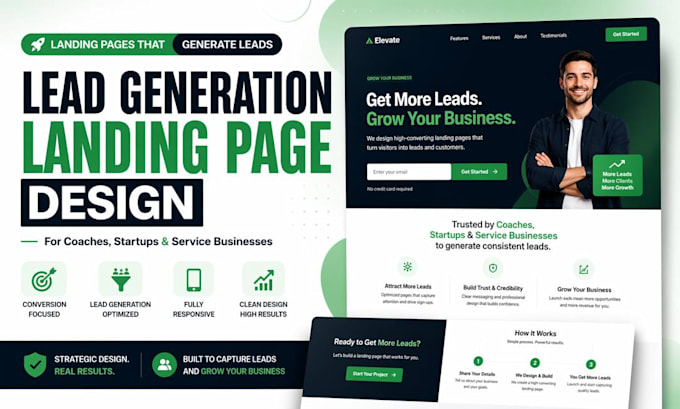 Design a lead generation landing page for coaches and startups by ...