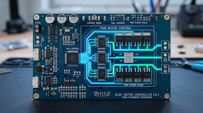 design and simulate pwm motor control pcb with power supply optimization