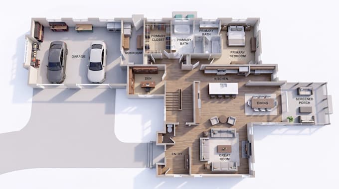 create realistic 3d floor plan from architectural drawings