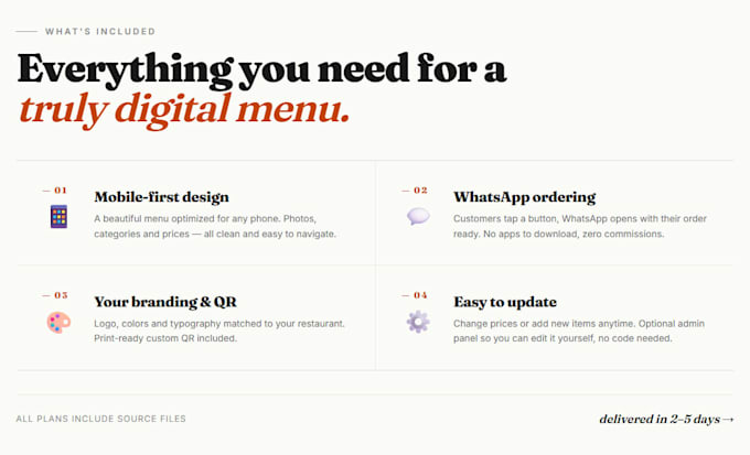 create a qr digital menu with whatsapp ordering for restaurants