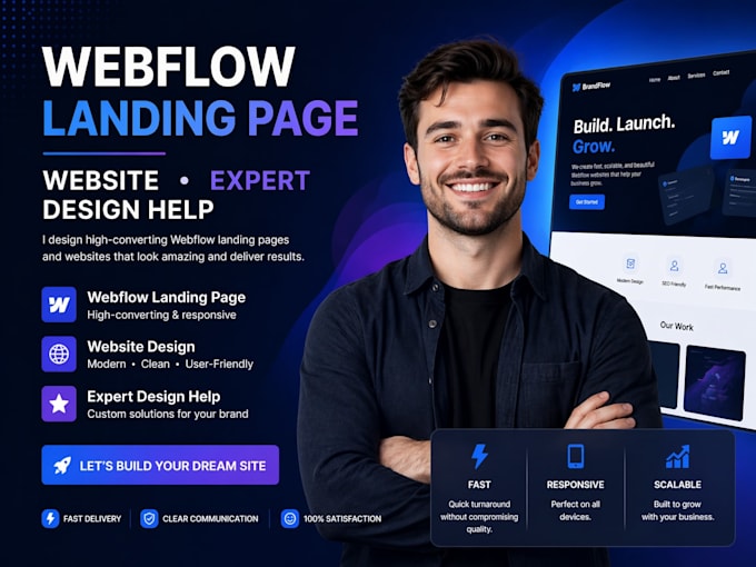 design or develop webflow website, webflow landing page