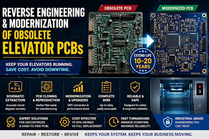 reverse engineer and modernize obsolete elevator pcbs