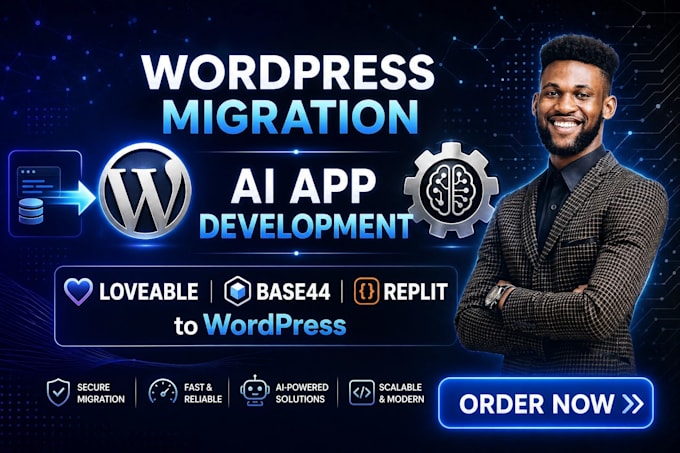 migrate loveable base44 replit to wordpress develop ai apps development
