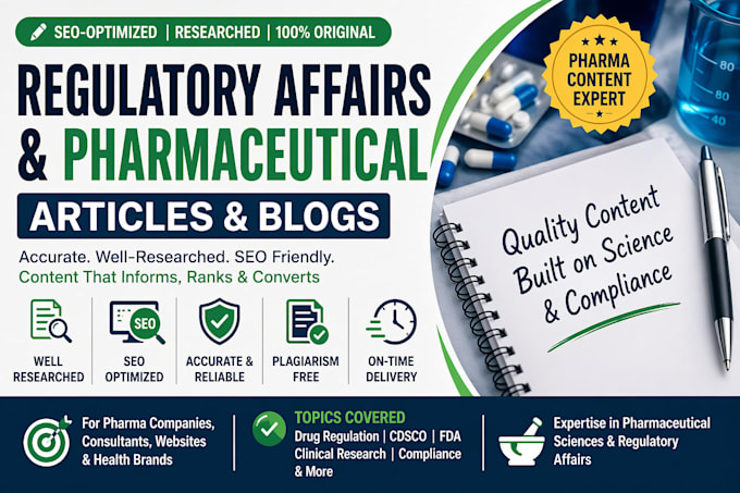 write SEO articles on regulatory affairs and pharmaceutical topics