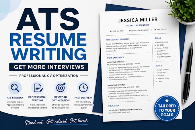 write an ats optimized resume and CV that gets interviews