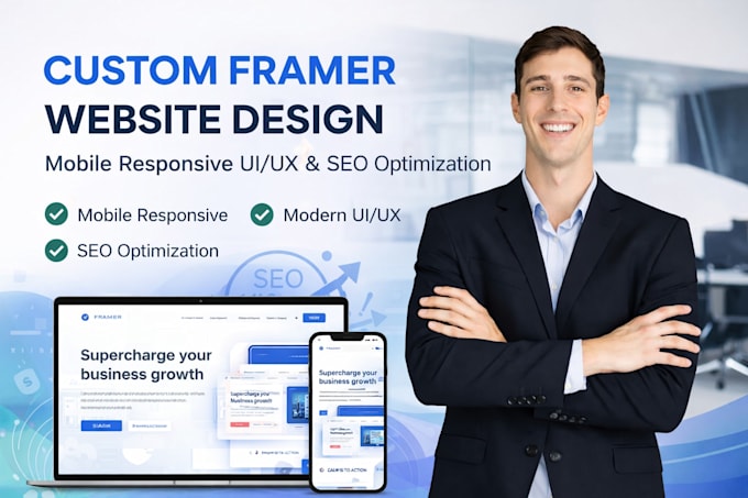 design a custom framer website with mobile responsive UI UX and SEO optimization