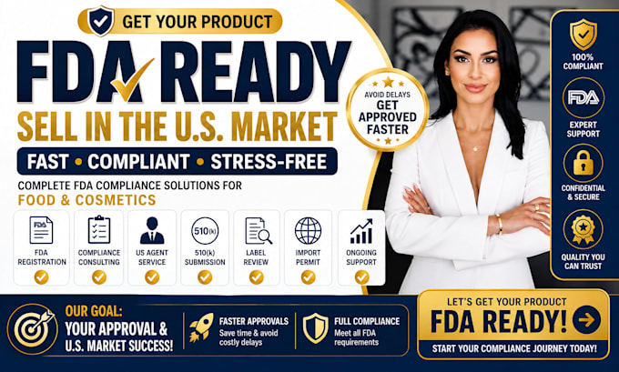 handle fda registration, US agent, label review and compliance